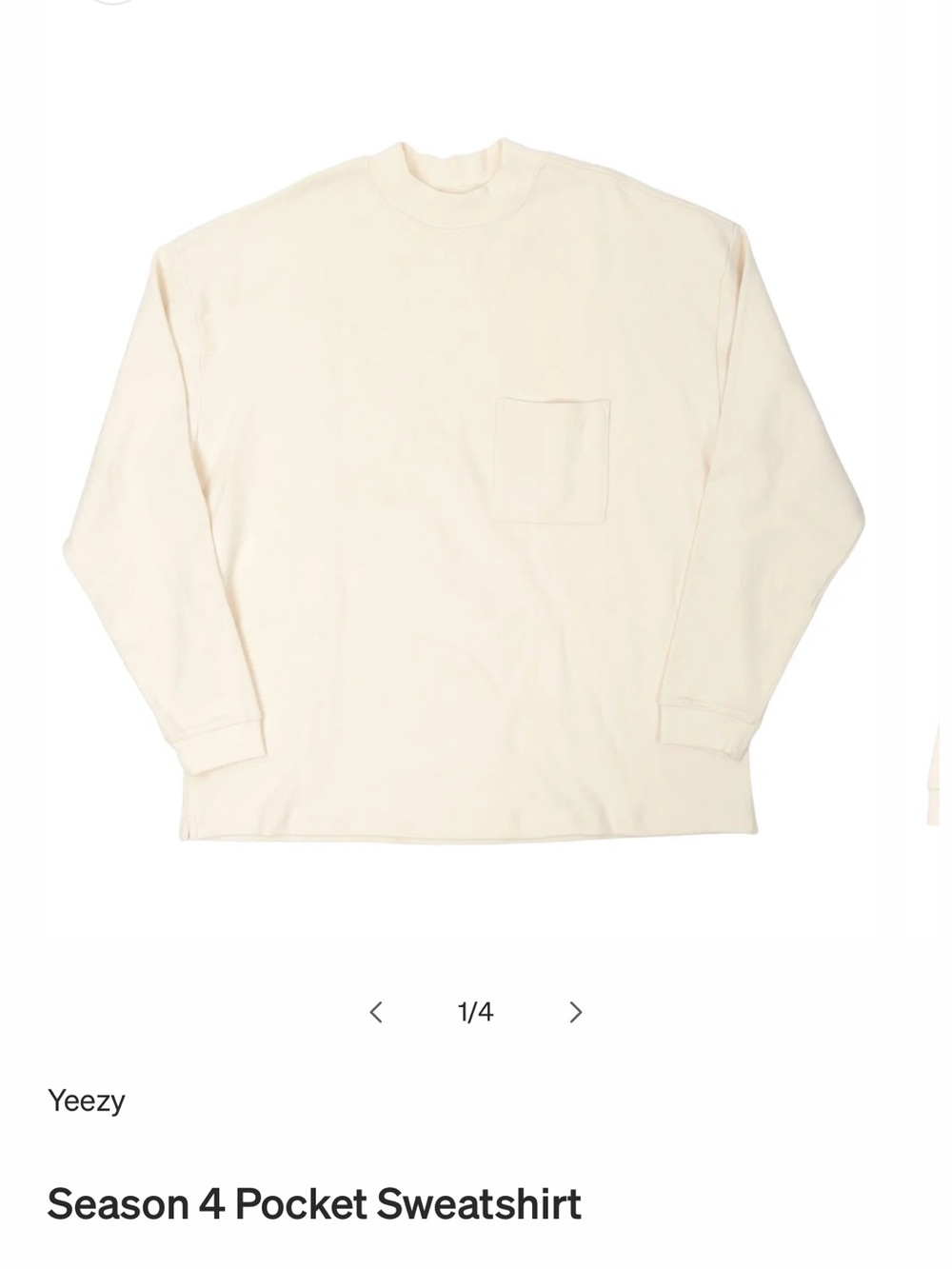 Season 4 Yeezy Beige Crew Neck Long Sleeve Oversized Boxy Cropped Sweatshirt XS